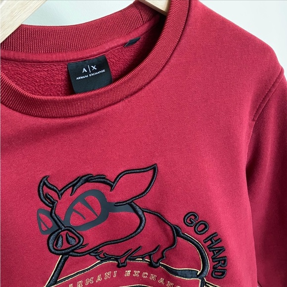 Armani Exchange embroidered red crew sweater - Picture 6 of 15
